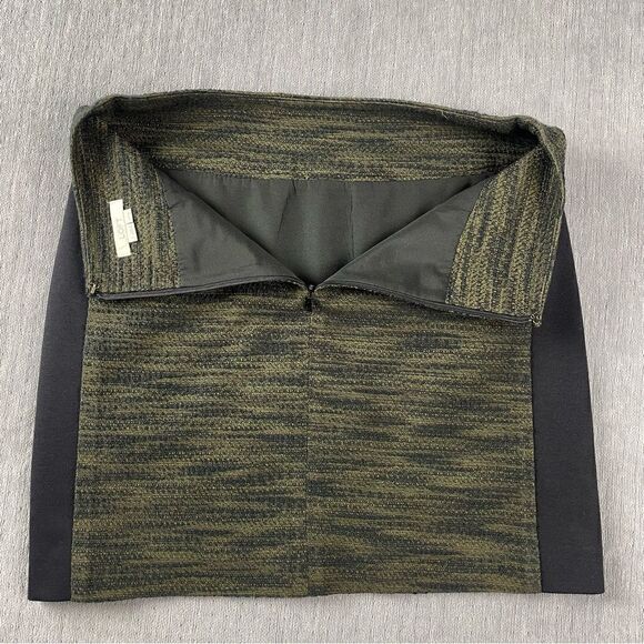 LOFT Black & Olive Green Curvy Tweed Mini Skirt Women’s Size 2 - Picture 2 of 9
